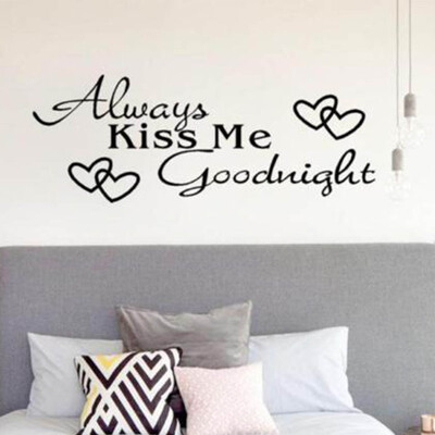 

Heart Wall Sticker Always Kiss Me Goodnight Decal Home Decor Bedroom Living Room Art Mural