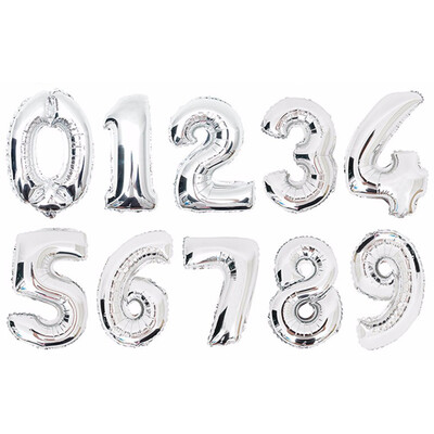 

32 inches Gold Silver Number Foil Balloons Digit air Ballons
