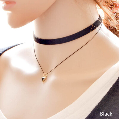 

Chain American Gothic Style Ribbon Turquoise Pendant Necklace Fashion Products Vogue European Velvet Style Necklace