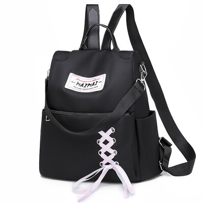 

Double shoulder bag female Korean version of Chao Shu Waterproof College Student Oxford canvas bag small back