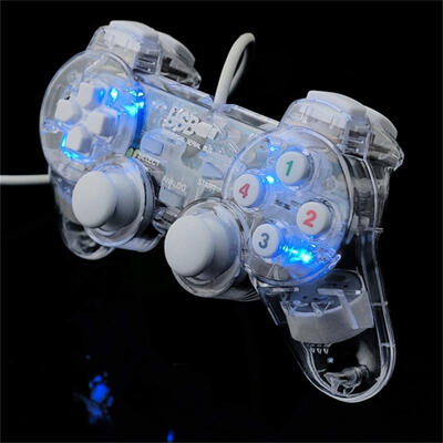 

LED Wired USB Gamepad Double Vibration Joystick Game Controller Joypad For PC Laptop For Win710XP Clear