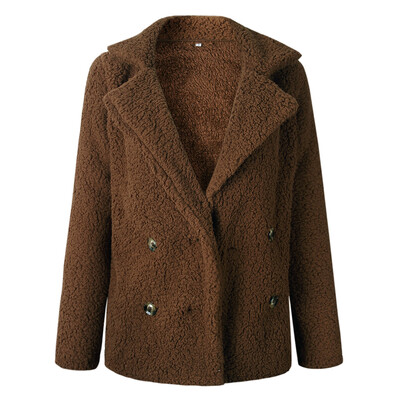 

Fashion Woman Fake Fur Coat Loose Long Sleeve Warm Fleece Suit Jacket Outwear
