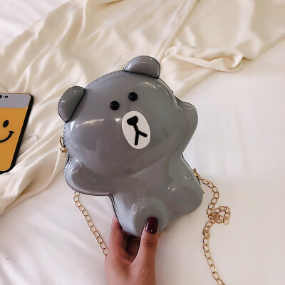 

2019 new cartoon cute little bear girl casual shoulder Messenger bag hard shell fashion wild chain cosmetic bag