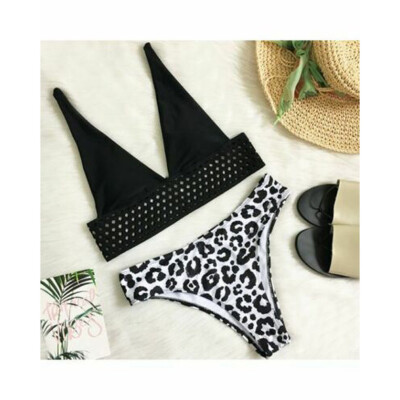 

Fashion Women Bikini Padded Bra Sets Leopard Print Cover-up Beachwear Swimsuit