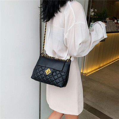 

Qiao Bani 2019 new European&American style fashion simple street shoot size rhombic chain bag shoulder diagonal cross tide handbag