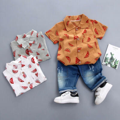 

Newborn Toddler Baby Boy Summer Gentleman Clothes Set PantsShirt Tops Outfits