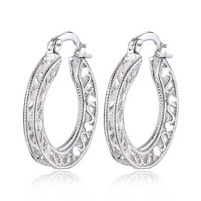 

1 Pair Women Girls Hollow Teardrop Hoop Earrings Silver Plated Huggy Hoops Drop Earrings Jewelry