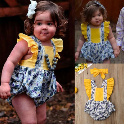 

US Newborn Baby Girl Romper Floral Bodysuit Sunsuit Summer Clothes Outfits 0-24M