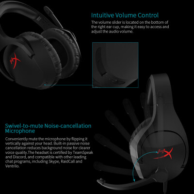 

Kingston HyperX Cloud Stinger Gaming Headset Esport Stereo Headphone Earphone Over Ear for PCXbox OnePS4Wii U HX-HSCS-BKAS