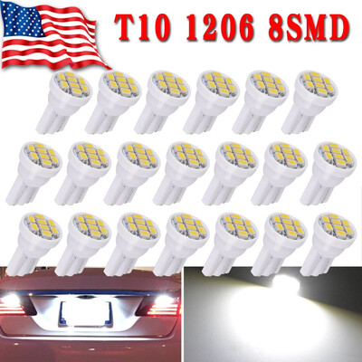 

20X White T10 8-LED Dome Map License Interior Light Bulbs 194 168 2825 192 158