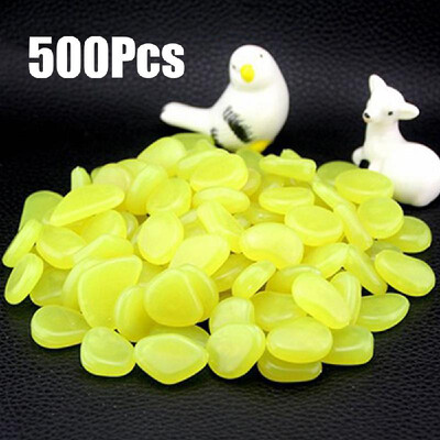 

500pcs Glow in the Dark Garden Pebbles for Walkways Aquarium Decor Plants Luminous Stones