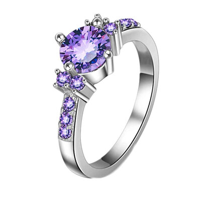 

1PC Deep Purple Zircon Stone Sterling Ring For Lady size 6789 Wedding Ring