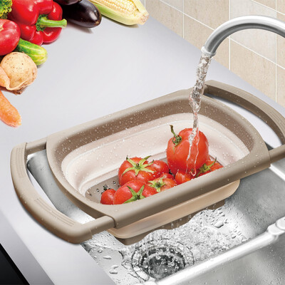 

Multi-functional foldable retractable water basket washing basin sink water rack washing fruit basket kitchen receiving basket