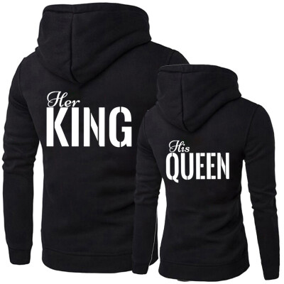 

Fashion King And Queen Couple Hoodies Men And Women Printed Sweatshirt Long Sleeve Letter Printed Hooded Gift For Lovers