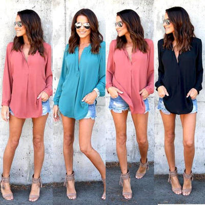 

Fashion Women&39s Ladies Summer Long Sleeve Shirt Loose Casual Blouse Tops T-Shirt