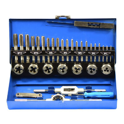 

32pcsSet Alloy Steel Durable Metric Tap Die Plug Drill Bits M3-M12 Hand Tools for Metalworking