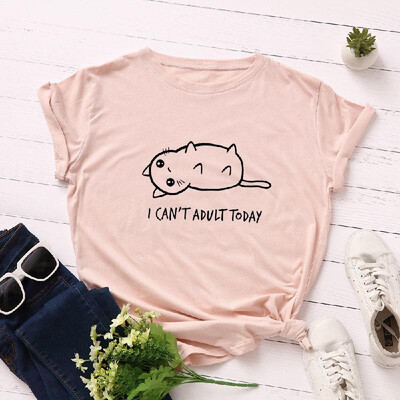 

Spot wish ebay cross-border explosion models Europe&the United States cat shirt womens t-shirt summer cotton short sleeve 24