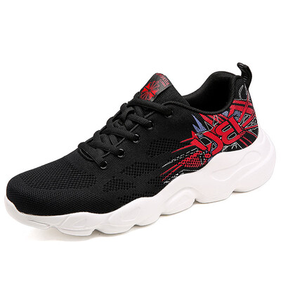 

Wearable&comfortable lightweight flying woven running shoes trend graffiti letters casual shoes gym sports shoes men