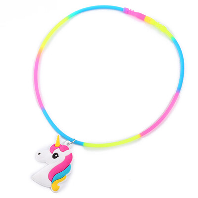 

Cartoon Cute PVC Unicorn Rainbow Silicone Necklace Childrens Jewelry Party Supplies 14 Styles