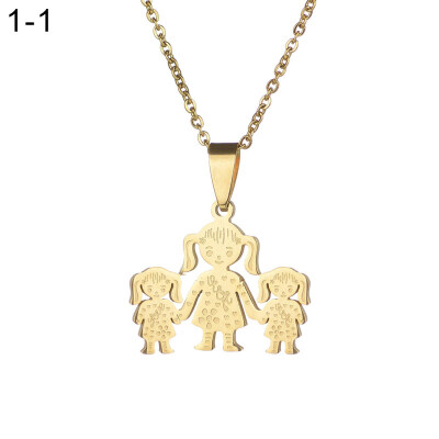 

Unique Stainless Steel Single Mother Kids Pendant Chain Necklace Jewelry Gift