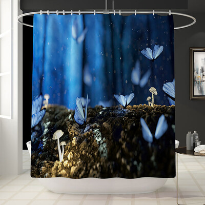 

〖Follure〗Creative Flower Shower Curtain Floor Mat Four-piece Bathroom Mat Set