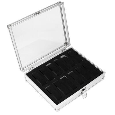 

12 Grid Slots Watches Stand Box Lock Case Jewelry Storage Casket Container