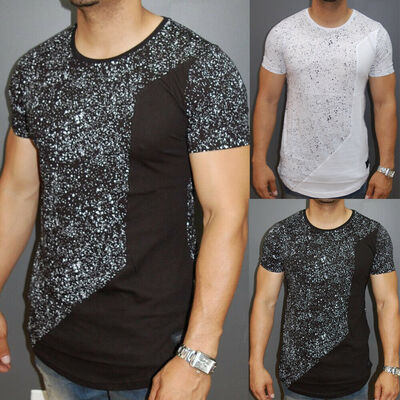 

Mens Short Sleeve T Shirt Slim Fit Plain Blouse Tops Summer Shirts Muscle Tee