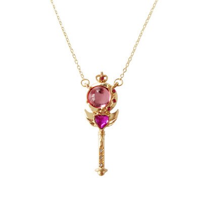 

Anime Beauty Girl Sailor Moon Series Gemstone Wings Scepter Necklace Fashion Jewellery Cosplay Necklace