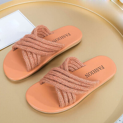 

Rose Women Rope Band Sandals Flat Fisherman Shoes Beach Flip Flops Beach Slippers