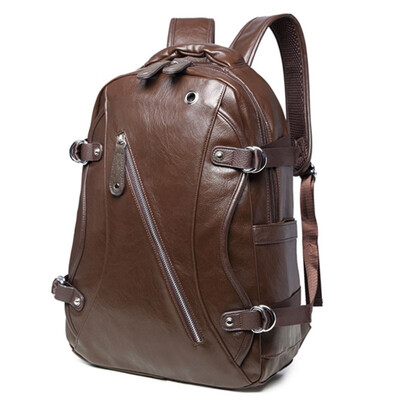 

High capacity men Vintage PU Laptop Backpack Women Shool Bags Man Travel Leisure Backpacks Retro Casual Bag Schoolbag Teenager
