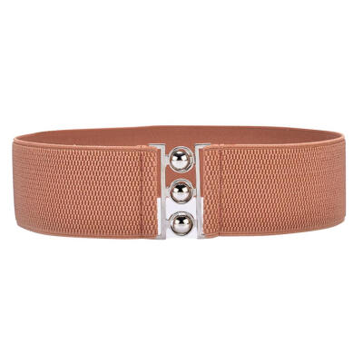 

Simple Elastic Band Metal Ball Buckle Women Waistband Clothes Sash Corset Belt