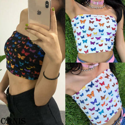 

Summer Women Sexy Off-shoulder Tube Crop Tops Strapless Bra Tank Sexy Vests top