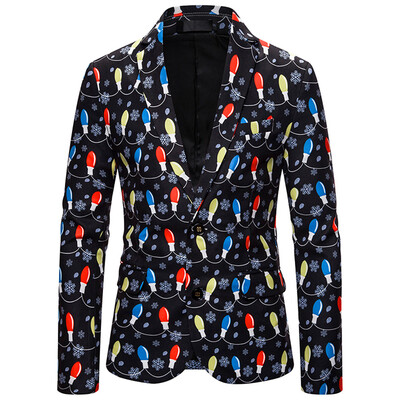 

Toponeto Mens Autumn And Winter New Fashion Casual Christmas Printing Long Sleeve Suit