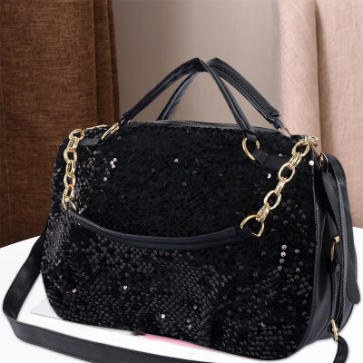 

New Women Large Bling Sequins Handbag Leather Ladies Crossbody Shoulder Bag