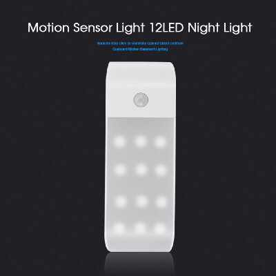 

Motion Sensor Light 12LED White Light Night Light Magnetic Strip Stick-on Wardrobe Cabinet Closet Bedroom Cupboard Kitchen Basemen