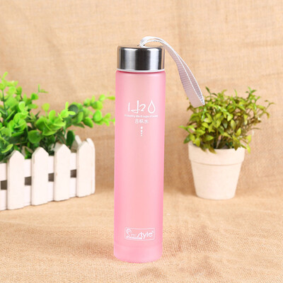 

Siaonvr Outdoor Camping Cup Creative Frosted Colorful Plastic Straight Bottle Blue