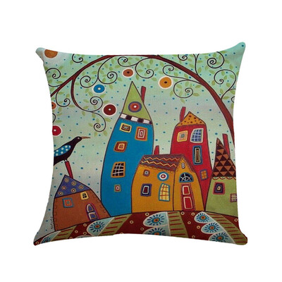 

Tailored Oil Painted Pillow Case Cotton Bend Linen Cushion Cover Sofa Decorative Square