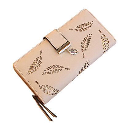 

Fashion Women Hollow Leaf Card Coin Purse Long Wallet Zipper Buckle Clutches Bag