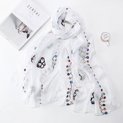 

Elegant simulation silk embroidered silk scarf embroidery scarf new summer air conditioning shawl female silk scarf wholesale
