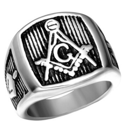 

Men Vintage Masonic Ring Freemason Symbol Member Gold Stainless Steel Punk Jewelry