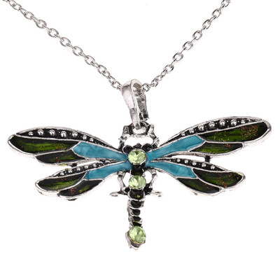 

Charms Pendant Chain Unique Inlaid Novelty Necklace Dragonfly