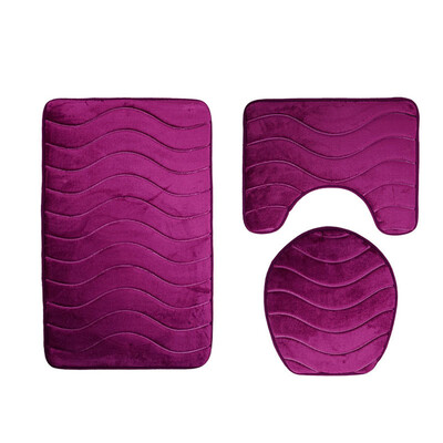 

〖Follure〗3pc Bathroom Set Rug Contour Mat Toilet Lid Cover Plain Solid Color Bathmats