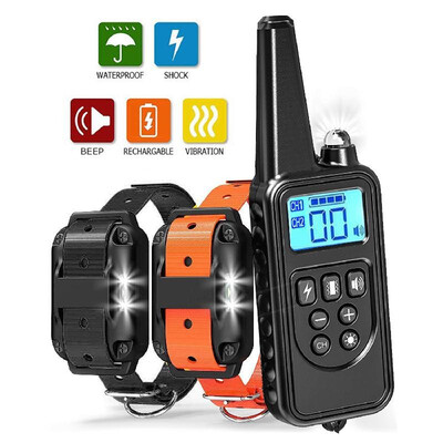 

Dog Training Collar Dog Shock Collar with Remote 800 Meters Range Waterproof Rechargeable 1-99 Vibration No Harm Fast Training Eff
