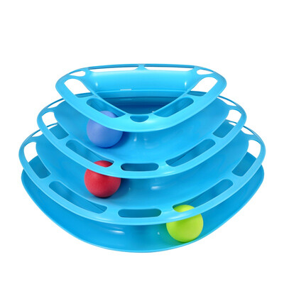 

Pet IQ Training Toys Three Layers Kittens Entertainment Cat Toy Turntable With Colorful Balls