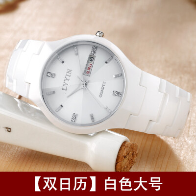 

Green white ceramic watches female fashion waterproof students Korean version of simple ladies lovers gift quartz watches