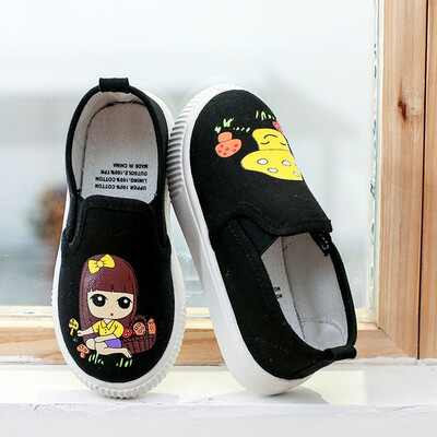 

Children Infant Kids Girls Boys Canvas Cartoon Print Flat Lazy Casual Shoes