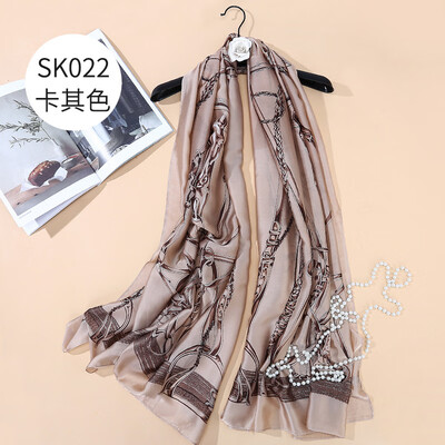 

Spring&summer new European&American chain ladies silk silk scarf sunscreen beach towel shawl SK022