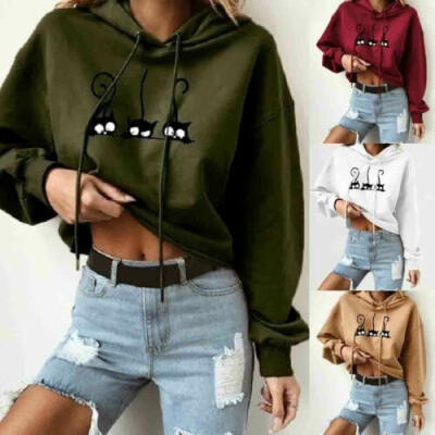 

Womens Camouflage Sweatshirt Hoodies Casual Top T Shirt Loose Pullover Blouse UK