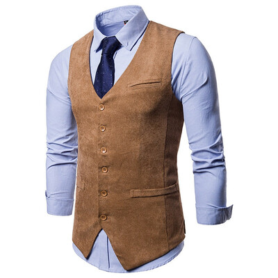 

Toponeto Men New Autumn Winter Solid Color Folk-Custom Button Waistcoat Vest Top Blouse