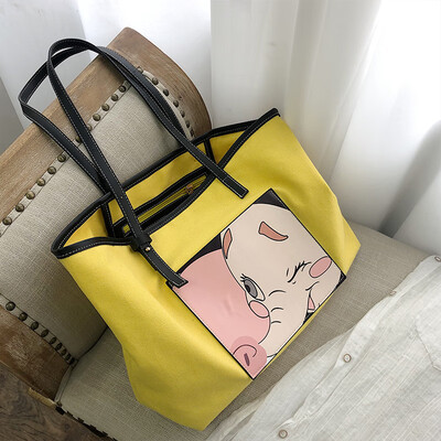 

Canvas bag ins big bag slung Korean version of the bag female slung ulzzang2019 new wild single shoulder tote bag